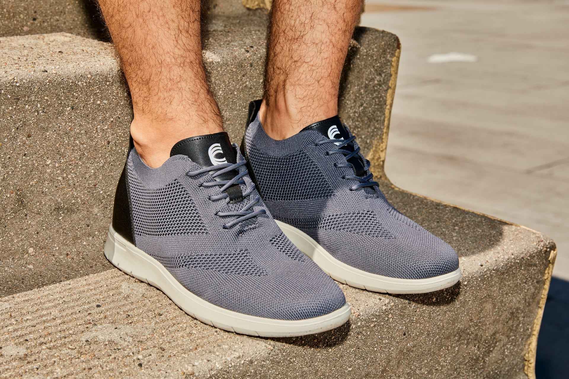 CALTO - X2213 - 2.4 Inches Taller (Moon Gray/Black) - Lace Up Casual Walker - Lightweight Tallmenshoes.com