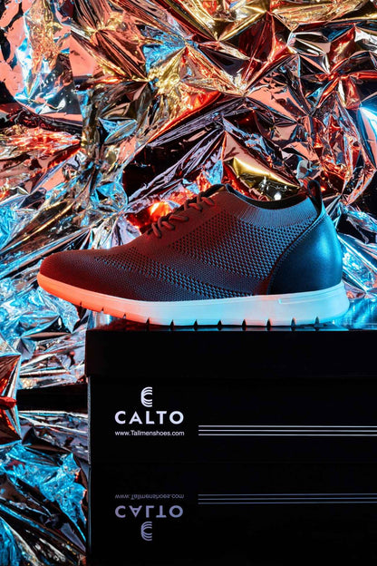 CALTO - X2213 - 2.4 Inches Taller (Moon Gray/Black) - Lace Up Casual Walker - Lightweight Tallmenshoes.com
