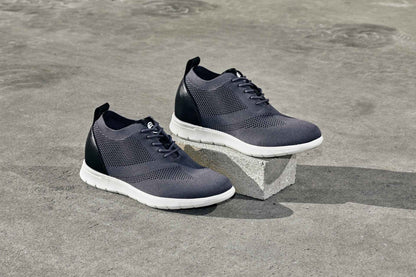CALTO - X2213 - 2.4 Inches Taller (Moon Gray/Black) - Lace Up Casual Walker - Lightweight Tallmenshoes.com