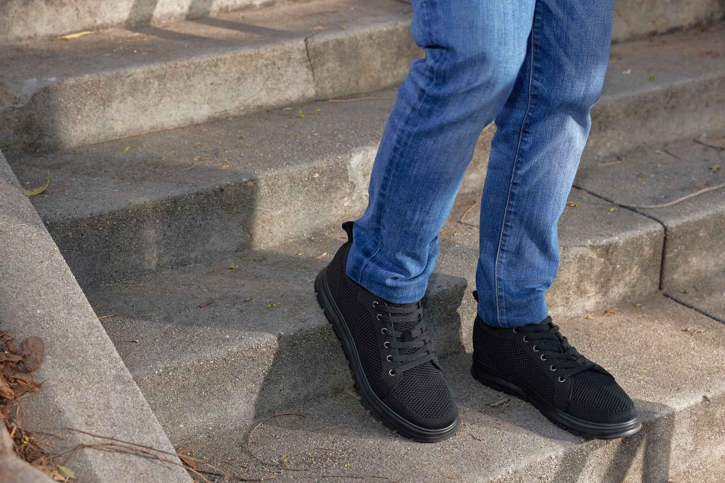 CALTO - X2320 - 2.4 Inches Taller (Black/Black Sole) - Lace Up Casual Sneaker - Lightweight Tallmenshoes.com