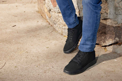 CALTO - X2320 - 2.4 Inches Taller (Black/Black Sole) - Lace Up Casual Sneaker - Lightweight Tallmenshoes.com
