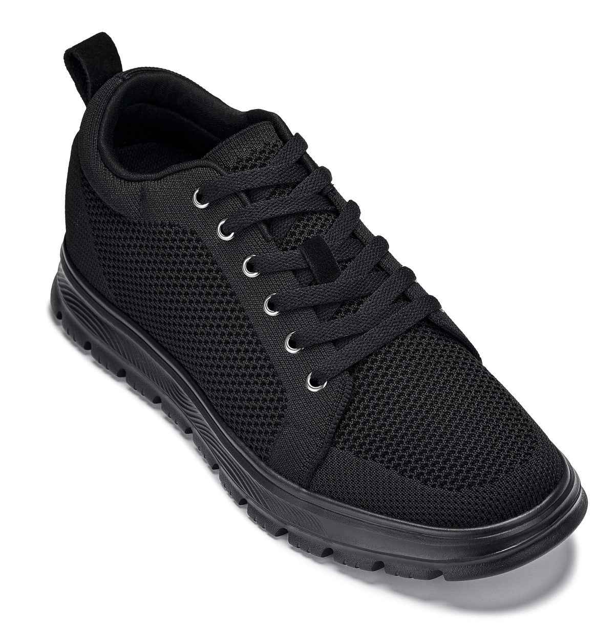 CALTO - X2320 - 2.4 Inches Taller (Black/Black Sole) - Lace Up Casual Sneaker - Lightweight Tallmenshoes.com