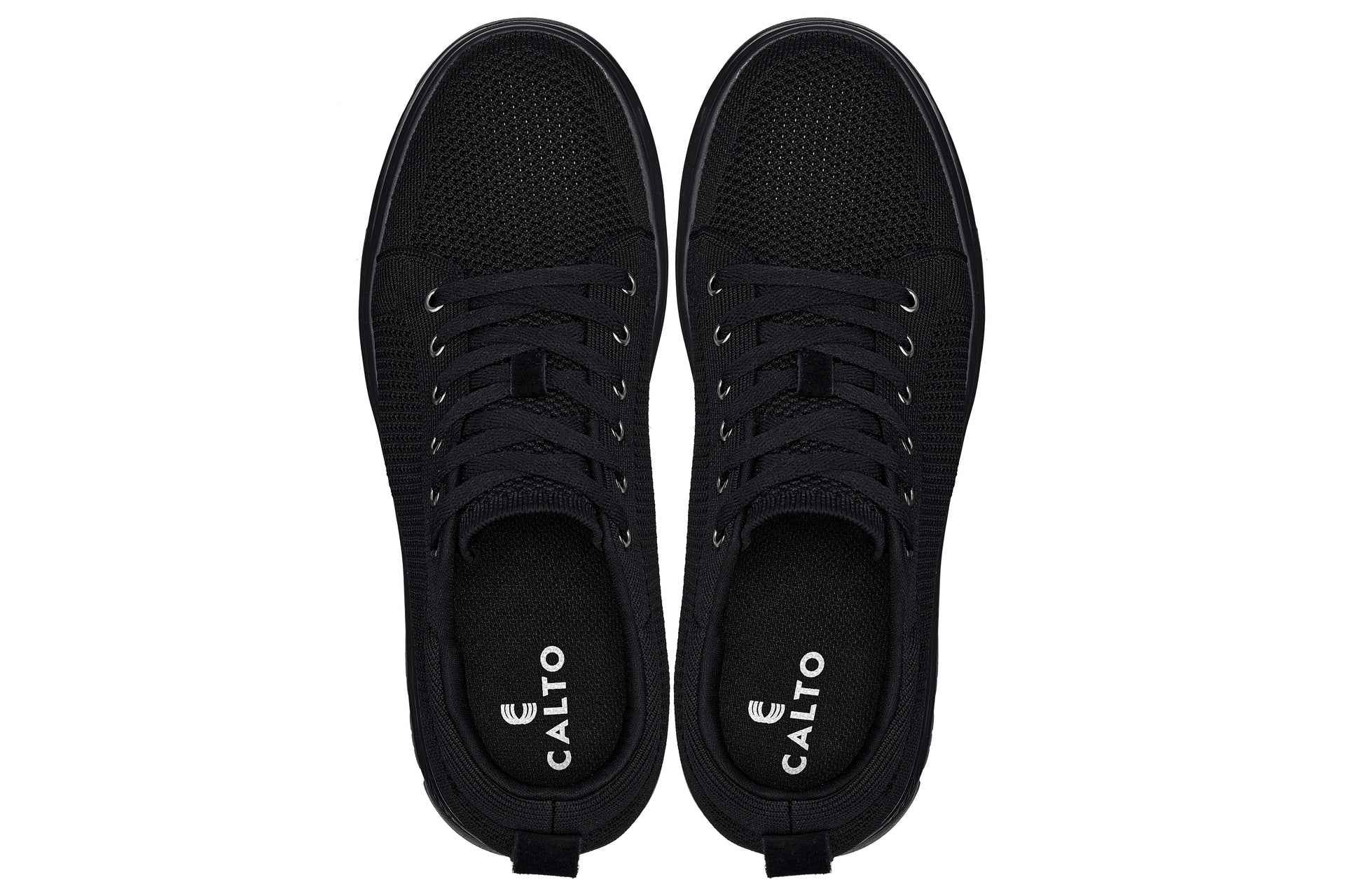 CALTO - X2320 - 2.4 Inches Taller (Black/Black Sole) - Lace Up Casual Sneaker - Lightweight Tallmenshoes.com