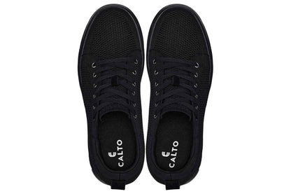 CALTO - X2320 - 2.4 Inches Taller (Black/Black Sole) - Lace Up Casual Sneaker - Lightweight Tallmenshoes.com