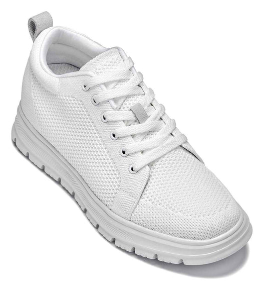 CALTO - X2321 - 2.4 Inches Taller (White/White Sole) - Lace Up Casual Sneaker - Lightweight Tallmenshoes.com