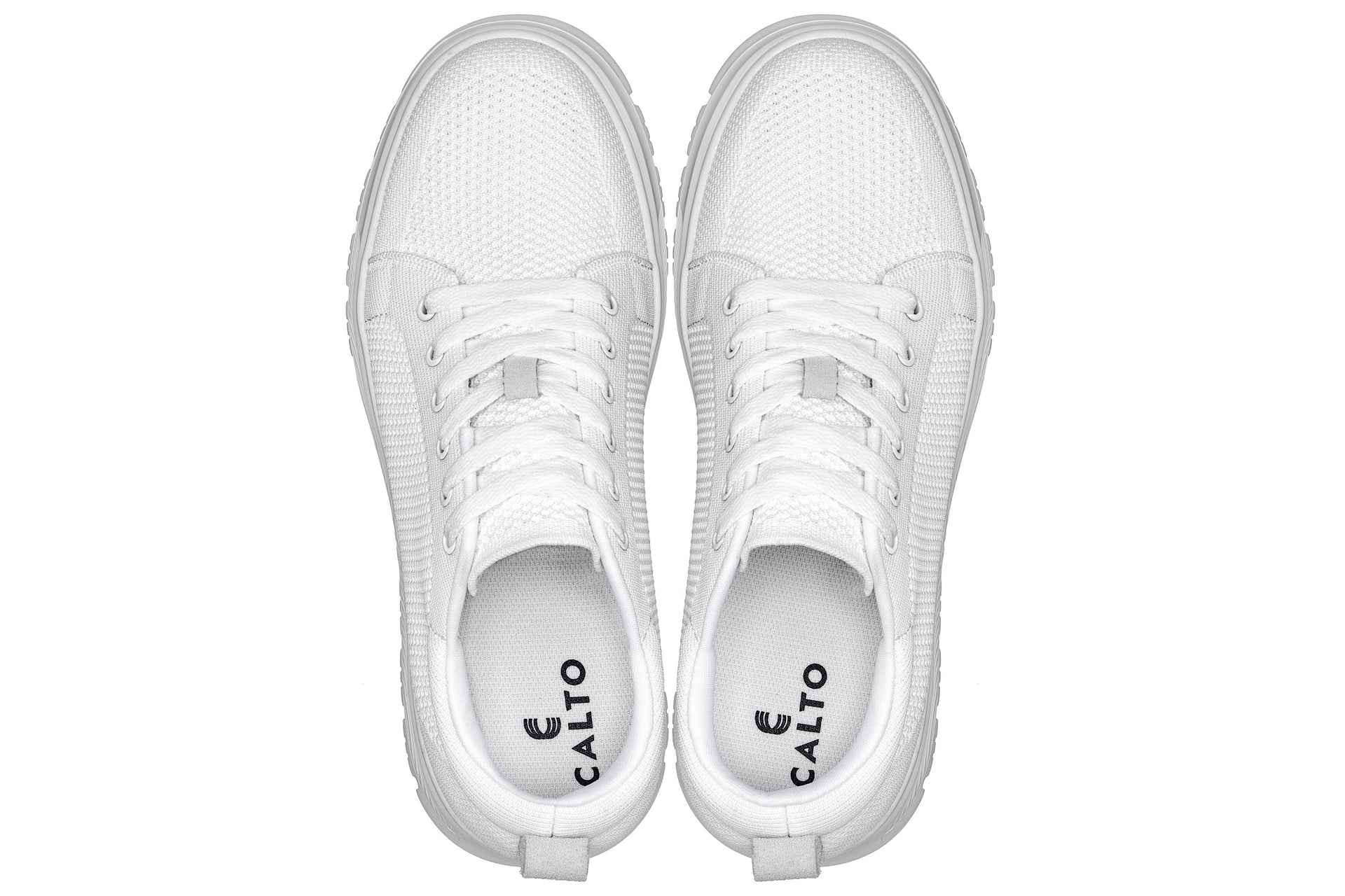 CALTO - X2321 - 2.4 Inches Taller (White/White Sole) - Lace Up Casual Sneaker - Lightweight Tallmenshoes.com