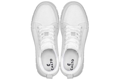 CALTO - X2321 - 2.4 Inches Taller (White/White Sole) - Lace Up Casual Sneaker - Lightweight Tallmenshoes.com