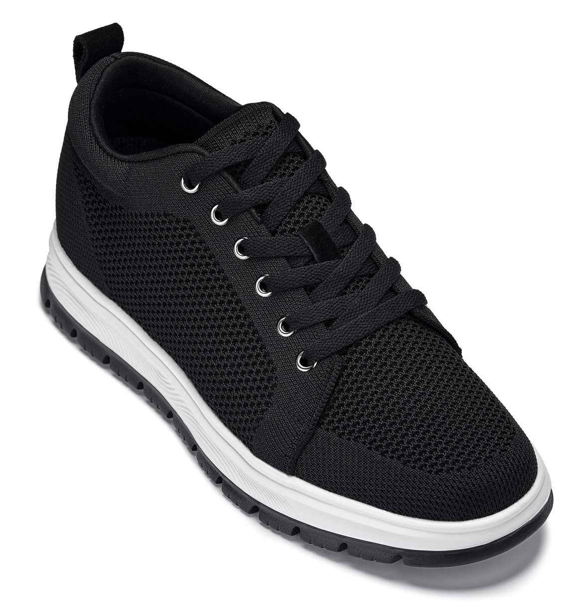 CALTO - X2322 - 2.4 Inches Taller (Black/White & Black Sole) - Lace Up Casual Sneaker - Lightweight Tallmenshoes.com