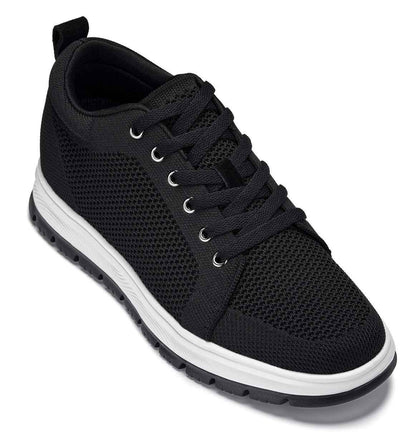 CALTO - X2322 - 2.4 Inches Taller (Black/White & Black Sole) - Lace Up Casual Sneaker - Lightweight Tallmenshoes.com
