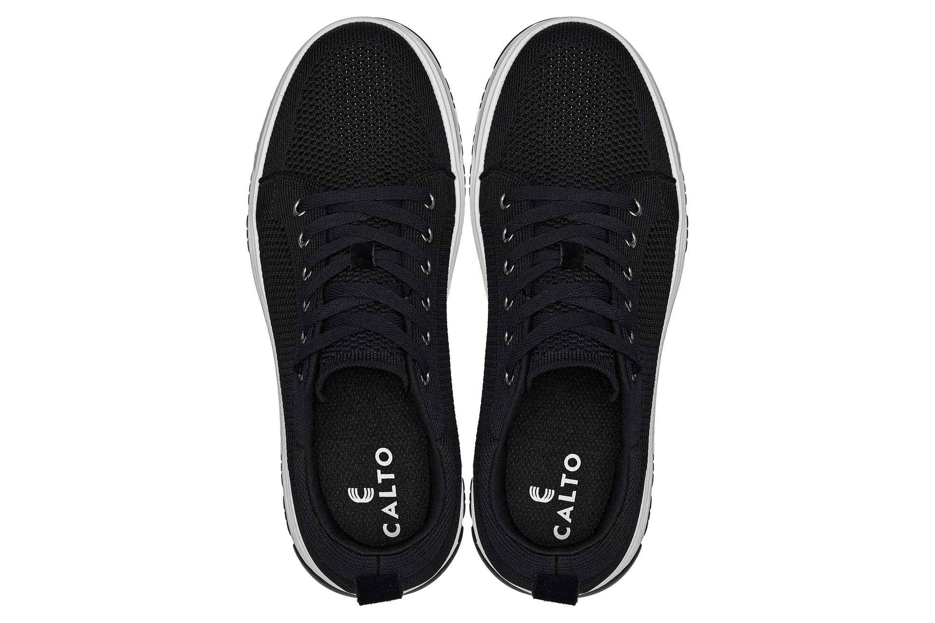 CALTO - X2322 - 2.4 Inches Taller (Black/White & Black Sole) - Lace Up Casual Sneaker - Lightweight Tallmenshoes.com