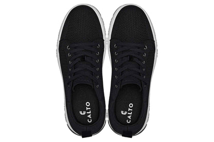CALTO - X2322 - 2.4 Inches Taller (Black/White & Black Sole) - Lace Up Casual Sneaker - Lightweight Tallmenshoes.com