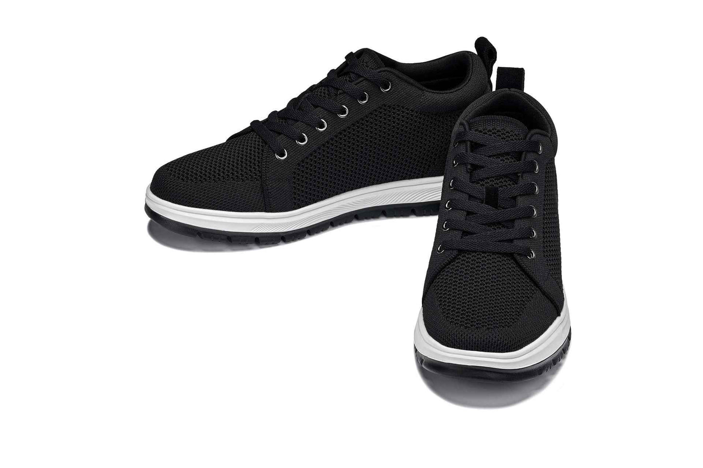 CALTO - X2322 - 2.4 Inches Taller (Black/White & Black Sole) - Lace Up Casual Sneaker - Lightweight Tallmenshoes.com