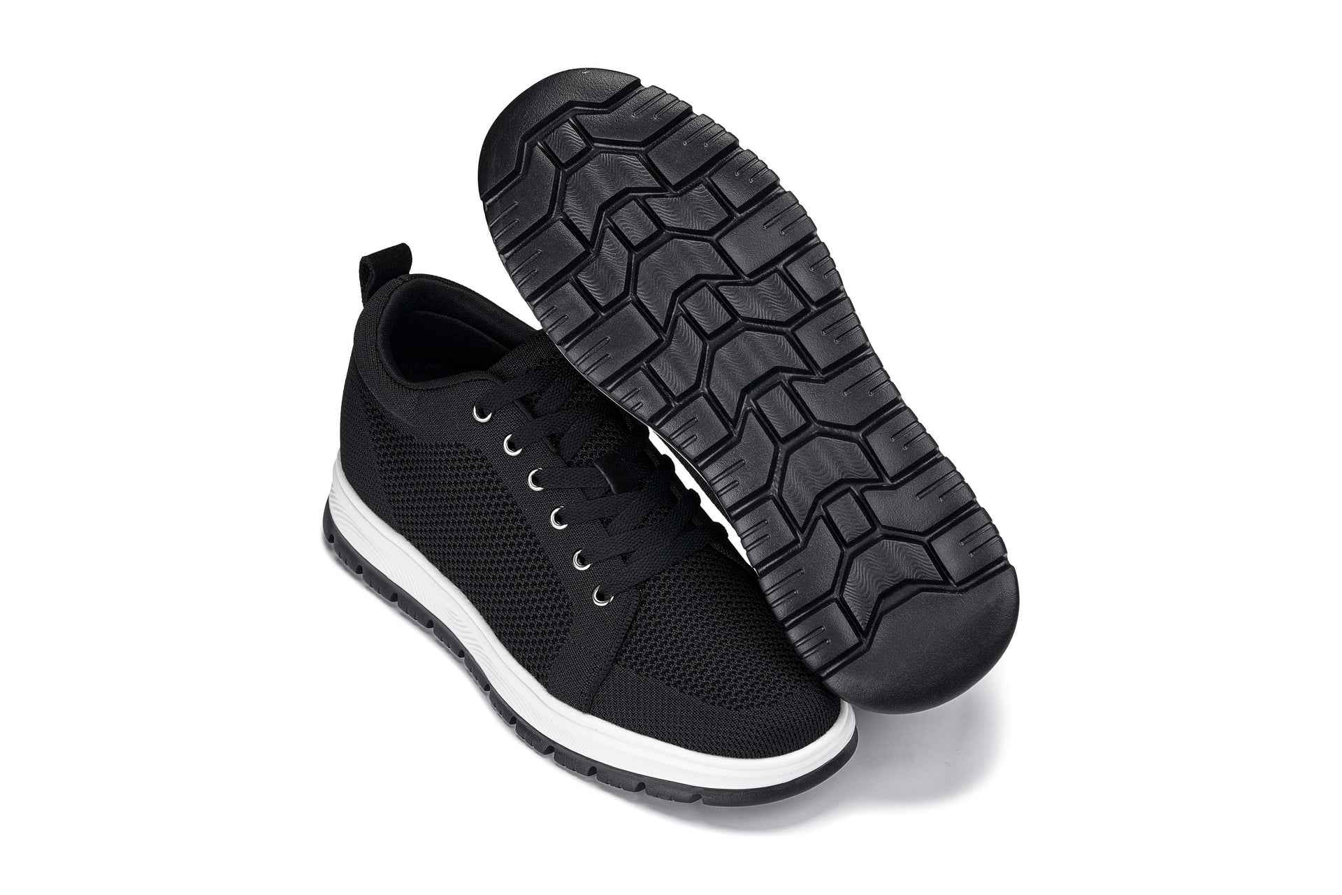CALTO - X2322 - 2.4 Inches Taller (Black/White & Black Sole) - Lace Up Casual Sneaker - Lightweight Tallmenshoes.com
