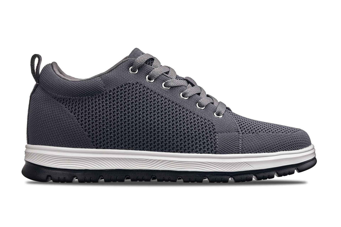CALTO - X2323 - 2.4 Inches Taller (Iron Grey/White & Black Sole) - Lace Up Casual Sneaker - Lightweight Tallmenshoes.com