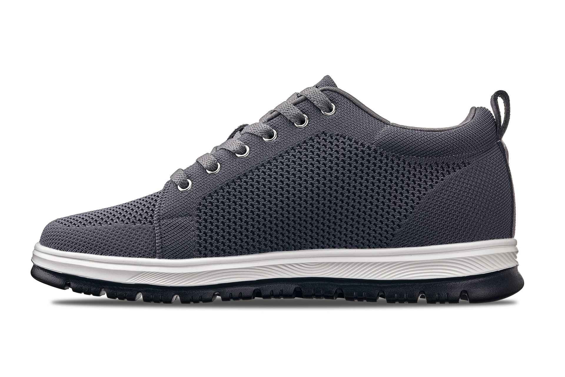 CALTO - X2323 - 2.4 Inches Taller (Iron Grey/White & Black Sole) - Lace Up Casual Sneaker - Lightweight Tallmenshoes.com