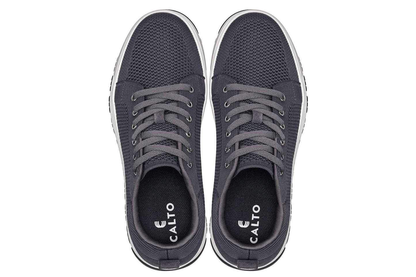 CALTO - X2323 - 2.4 Inches Taller (Iron Grey/White & Black Sole) - Lace Up Casual Sneaker - Lightweight Tallmenshoes.com