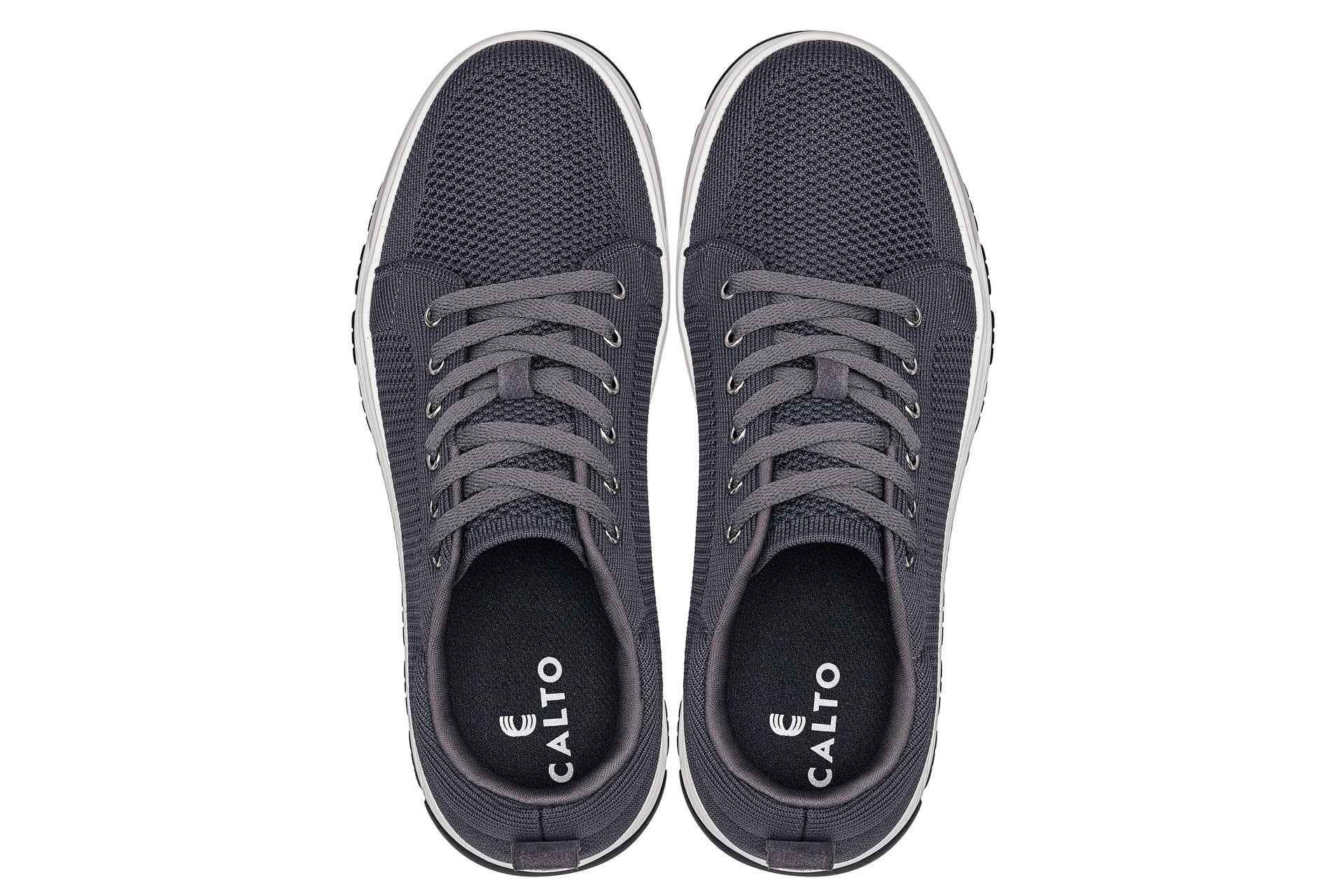 CALTO - X2323 - 2.4 Inches Taller (Iron Grey/White & Black Sole) - Lace Up Casual Sneaker - Lightweight Tallmenshoes.com