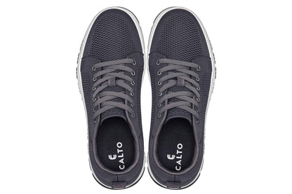 CALTO - X2323 - 2.4 Inches Taller (Iron Grey/White & Black Sole) - Lace Up Casual Sneaker - Lightweight Tallmenshoes.com