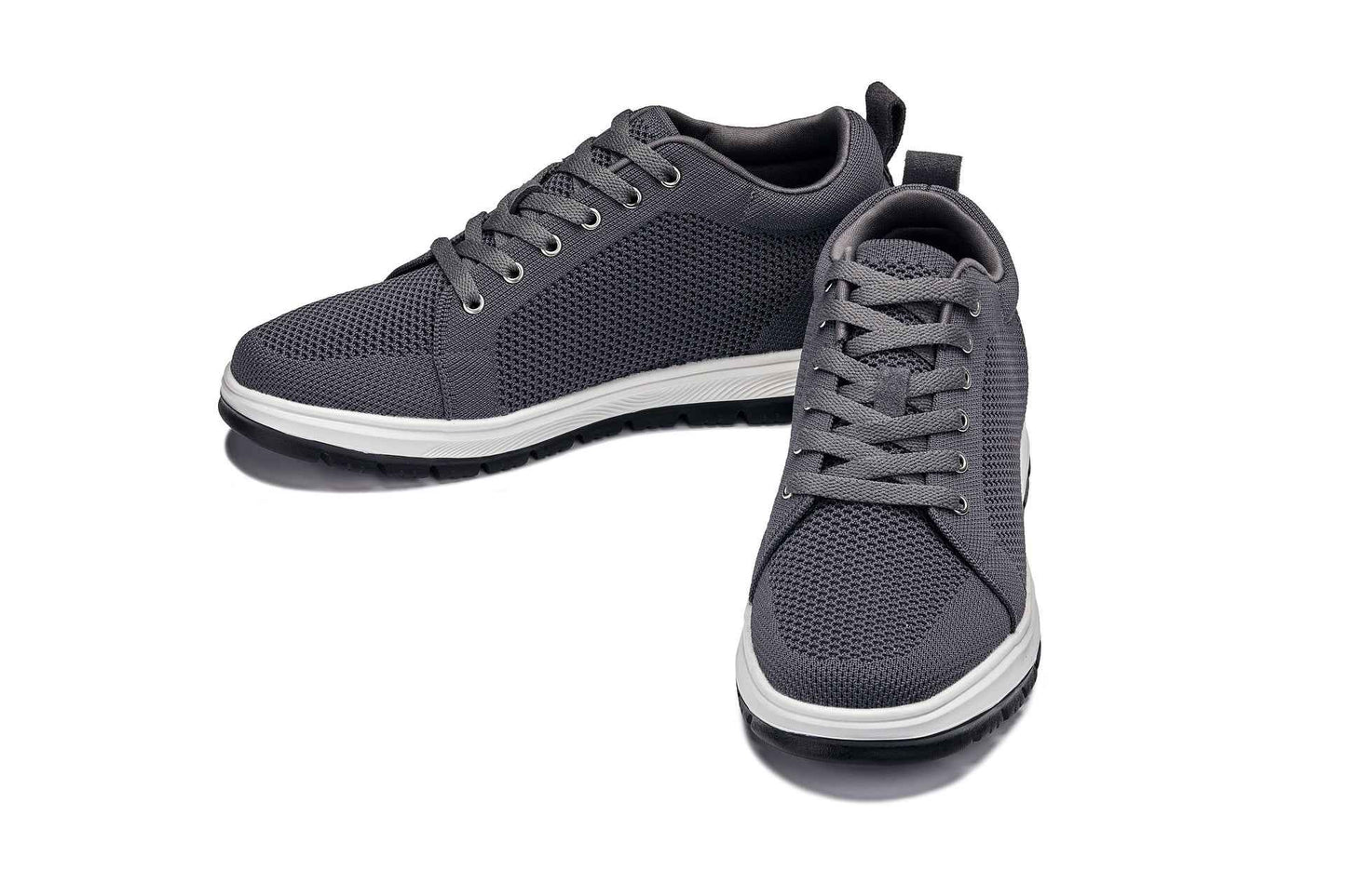 CALTO - X2323 - 2.4 Inches Taller (Iron Grey/White & Black Sole) - Lace Up Casual Sneaker - Lightweight Tallmenshoes.com