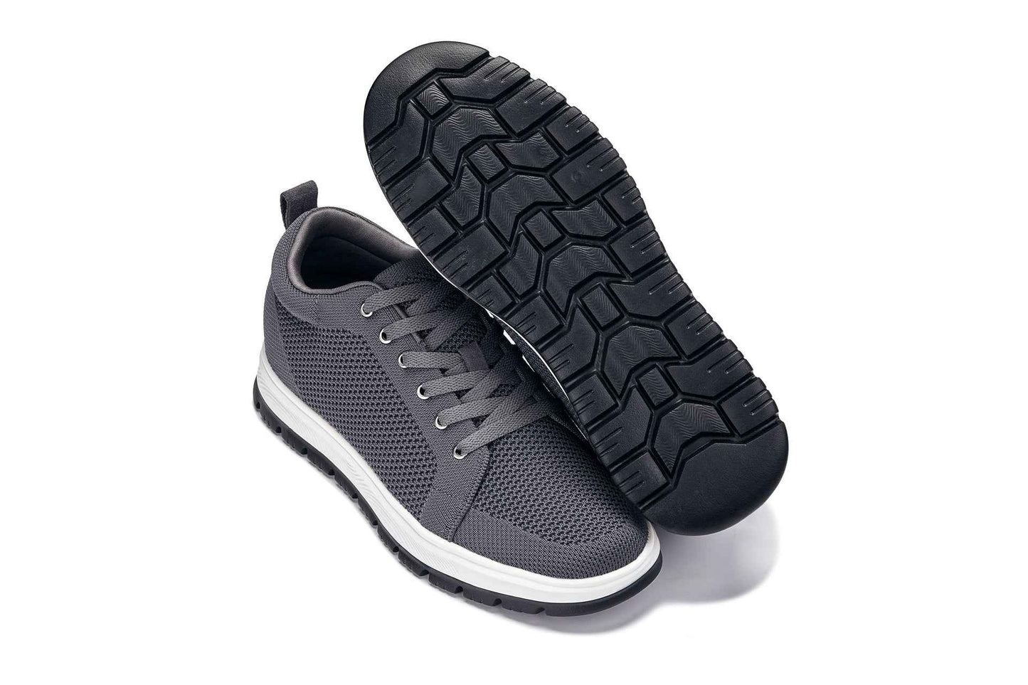 CALTO - X2323 - 2.4 Inches Taller (Iron Grey/White & Black Sole) - Lace Up Casual Sneaker - Lightweight Tallmenshoes.com