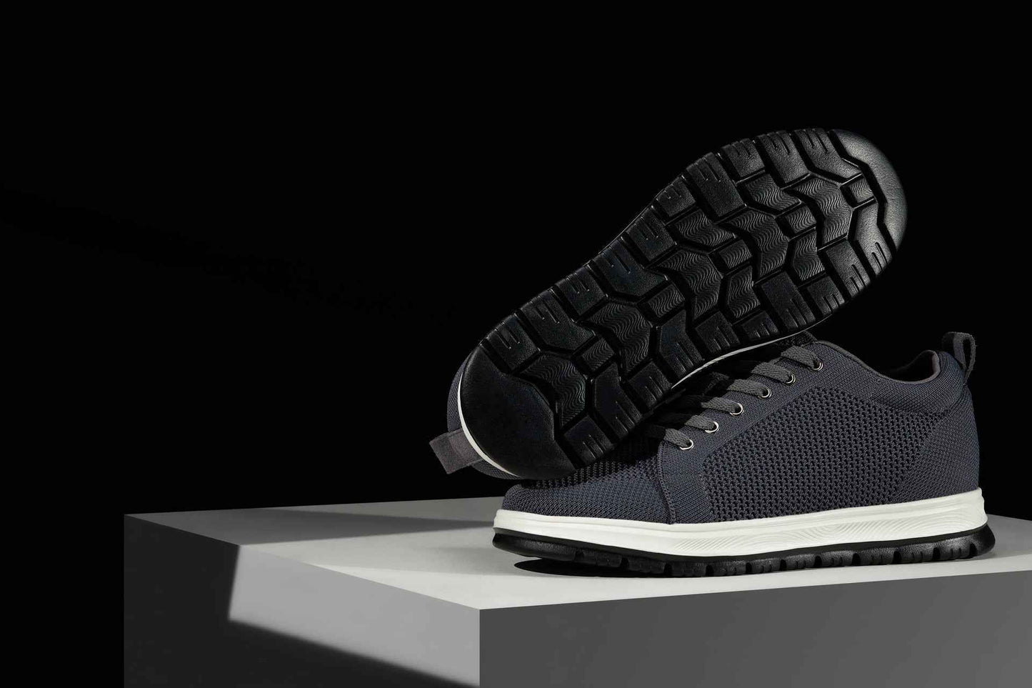 CALTO - X2323 - 2.4 Inches Taller (Iron Grey/White & Black Sole) - Lace Up Casual Sneaker - Lightweight Tallmenshoes.com