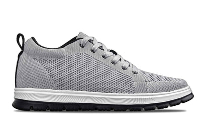 CALTO - X2324 - 2.4 Inches Taller (Pewter Grey/White & Black Sole) - Lace Up Casual Sneaker - Lightweight Tallmenshoes.com