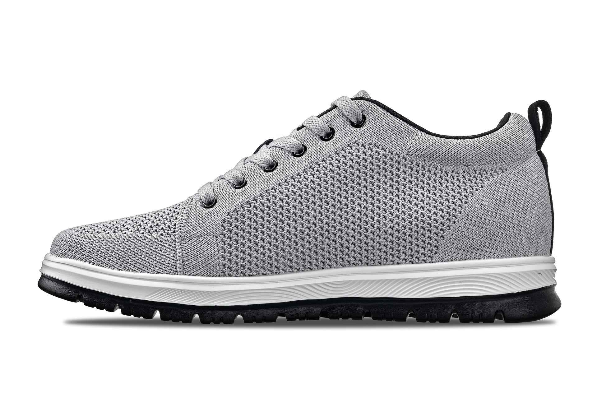 CALTO - X2324 - 2.4 Inches Taller (Pewter Grey/White & Black Sole) - Lace Up Casual Sneaker - Lightweight Tallmenshoes.com