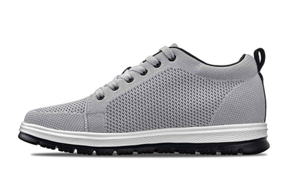 CALTO - X2324 - 2.4 Inches Taller (Pewter Grey/White & Black Sole) - Lace Up Casual Sneaker - Lightweight Tallmenshoes.com