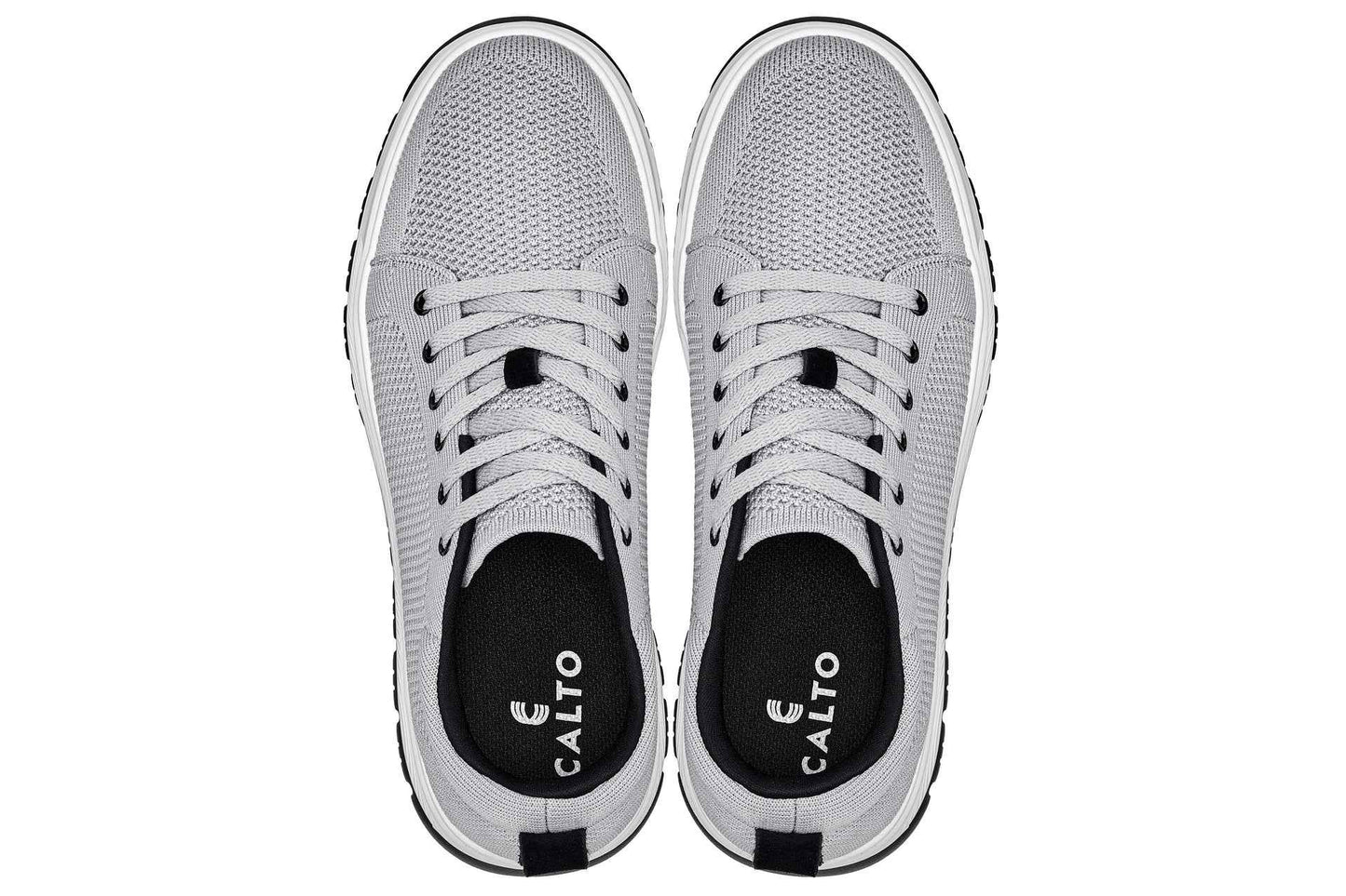 CALTO - X2324 - 2.4 Inches Taller (Pewter Grey/White & Black Sole) - Lace Up Casual Sneaker - Lightweight Tallmenshoes.com