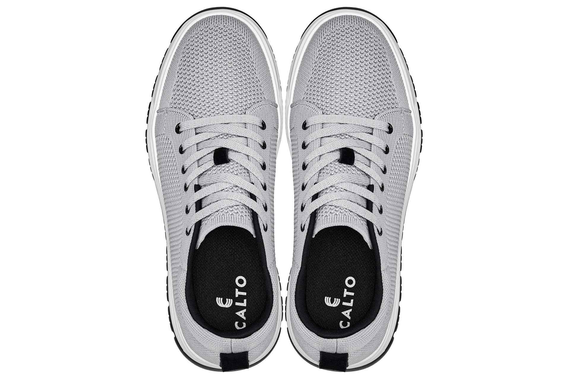 CALTO - X2324 - 2.4 Inches Taller (Pewter Grey/White & Black Sole) - Lace Up Casual Sneaker - Lightweight Tallmenshoes.com