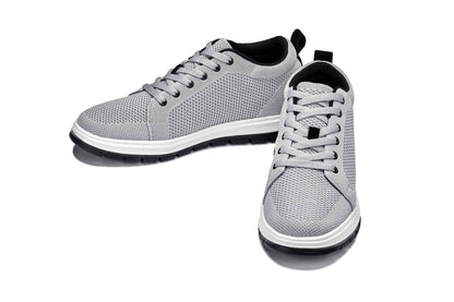 CALTO - X2324 - 2.4 Inches Taller (Pewter Grey/White & Black Sole) - Lace Up Casual Sneaker - Lightweight Tallmenshoes.com
