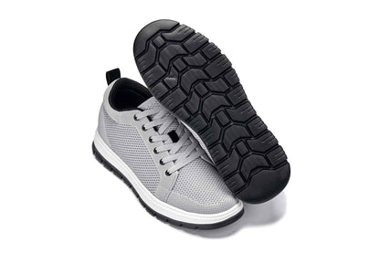 CALTO - X2324 - 2.4 Inches Taller (Pewter Grey/White & Black Sole) - Lace Up Casual Sneaker - Lightweight Tallmenshoes.com