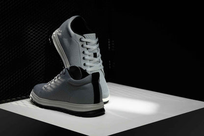CALTO - X2324 - 2.4 Inches Taller (Pewter Grey/White & Black Sole) - Lace Up Casual Sneaker - Lightweight Tallmenshoes.com