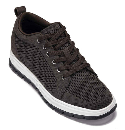CALTO - X2325 - 2.4 Inches Taller (Dark Brown/White & Black Sole) - Lace Up Casual Sneaker - Lightweight Tallmenshoes.com