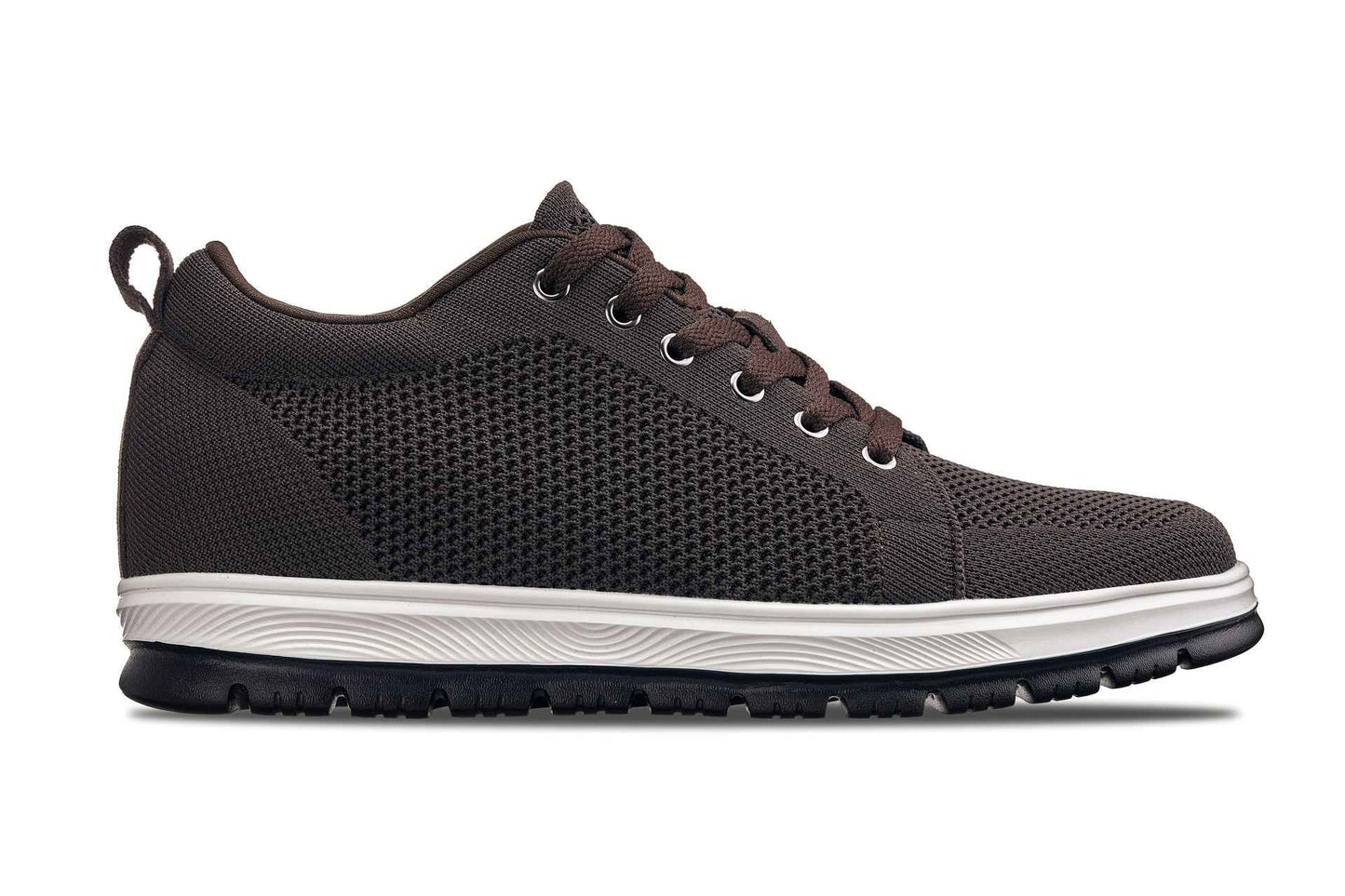 CALTO - X2325 - 2.4 Inches Taller (Dark Brown/White & Black Sole) - Lace Up Casual Sneaker - Lightweight Tallmenshoes.com