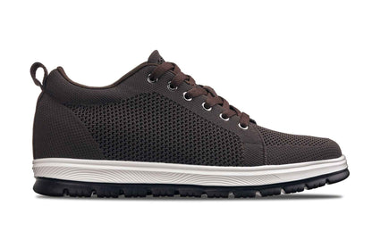 CALTO - X2325 - 2.4 Inches Taller (Dark Brown/White & Black Sole) - Lace Up Casual Sneaker - Lightweight Tallmenshoes.com