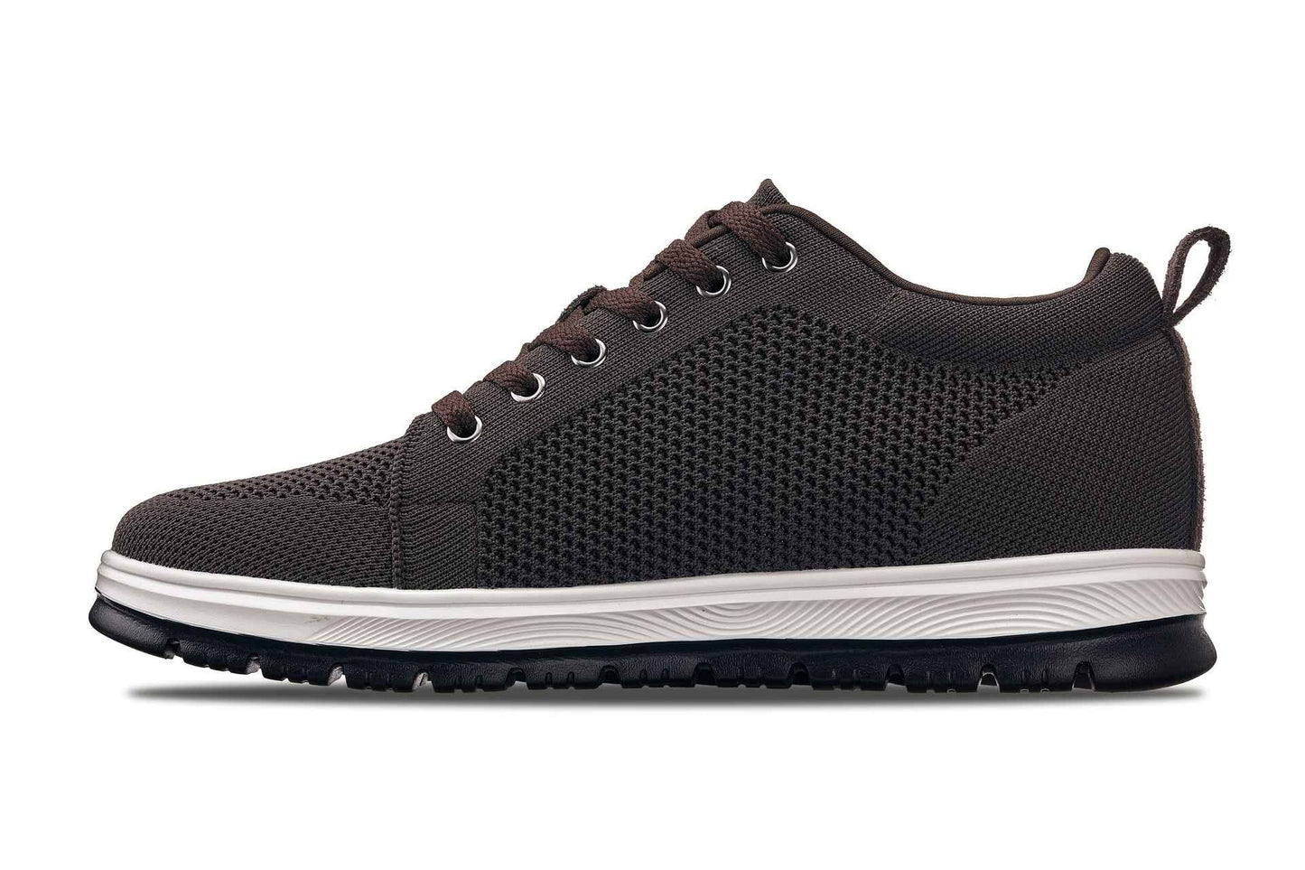 CALTO - X2325 - 2.4 Inches Taller (Dark Brown/White & Black Sole) - Lace Up Casual Sneaker - Lightweight Tallmenshoes.com