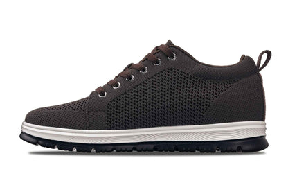 CALTO - X2325 - 2.4 Inches Taller (Dark Brown/White & Black Sole) - Lace Up Casual Sneaker - Lightweight Tallmenshoes.com