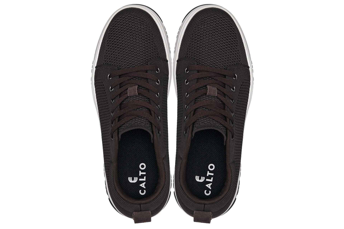 CALTO - X2325 - 2.4 Inches Taller (Dark Brown/White & Black Sole) - Lace Up Casual Sneaker - Lightweight Tallmenshoes.com