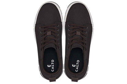 CALTO - X2325 - 2.4 Inches Taller (Dark Brown/White & Black Sole) - Lace Up Casual Sneaker - Lightweight Tallmenshoes.com