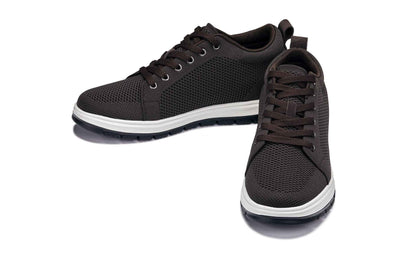 CALTO - X2325 - 2.4 Inches Taller (Dark Brown/White & Black Sole) - Lace Up Casual Sneaker - Lightweight Tallmenshoes.com