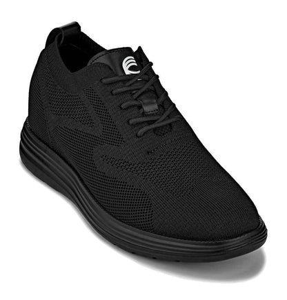 CALTO - X2631 - 2.8 Inches Taller (Black/Black Sole) - Lace Up Casual Walker - Lightweight Tallmenshoes.com
