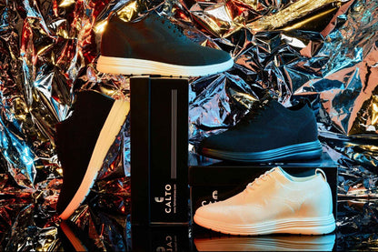CALTO - X2632 - 2.8 Inches Taller (Black/White Sole) - Lace Up Casual Walker - Lightweight Tallmenshoes.com