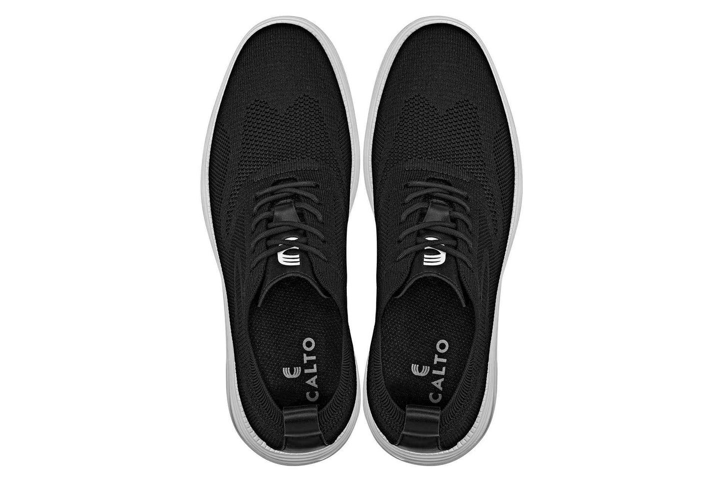 CALTO - X2632 - 2.8 Inches Taller (Black/White Sole) - Lace Up Casual Walker - Lightweight Tallmenshoes.com