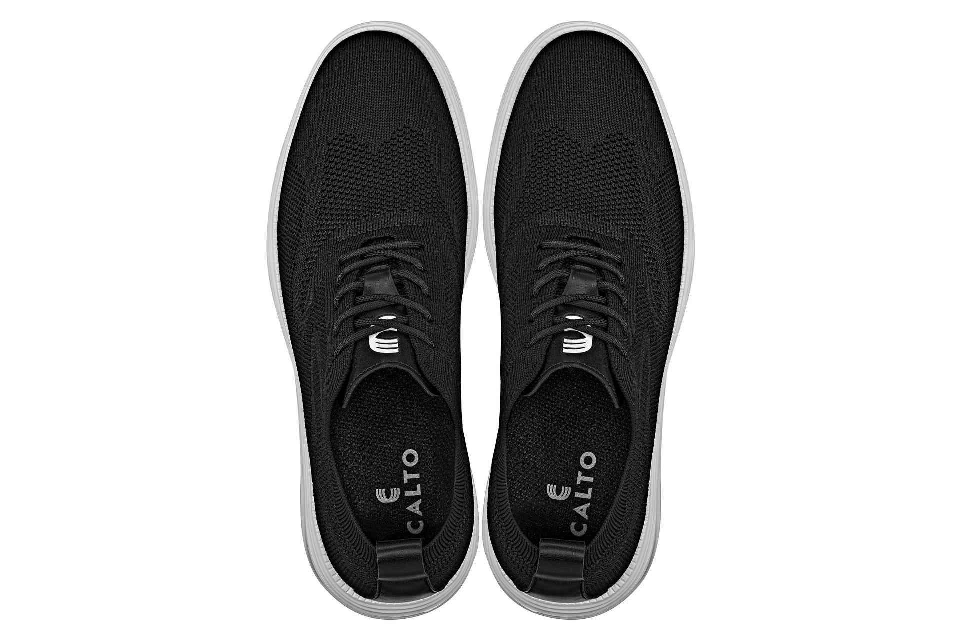 CALTO - X2632 - 2.8 Inches Taller (Black/White Sole) - Lace Up Casual Walker - Lightweight Tallmenshoes.com
