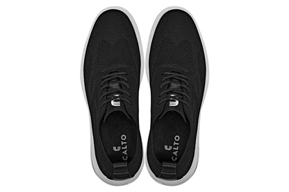 CALTO - X2632 - 2.8 Inches Taller (Black/White Sole) - Lace Up Casual Walker - Lightweight Tallmenshoes.com
