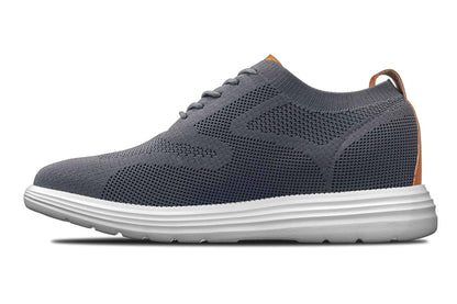 CALTO - X2636 - 2.8 Inches Taller (Iron Grey/Brown) - Lace Up Casual Walker - Lightweight Tallmenshoes.com