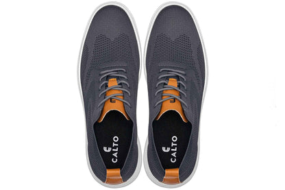 CALTO - X2636 - 2.8 Inches Taller (Iron Grey/Brown) - Lace Up Casual Walker - Lightweight Tallmenshoes.com