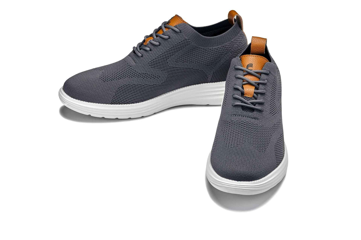CALTO - X2636 - 2.8 Inches Taller (Iron Grey/Brown) - Lace Up Casual Walker - Lightweight Tallmenshoes.com