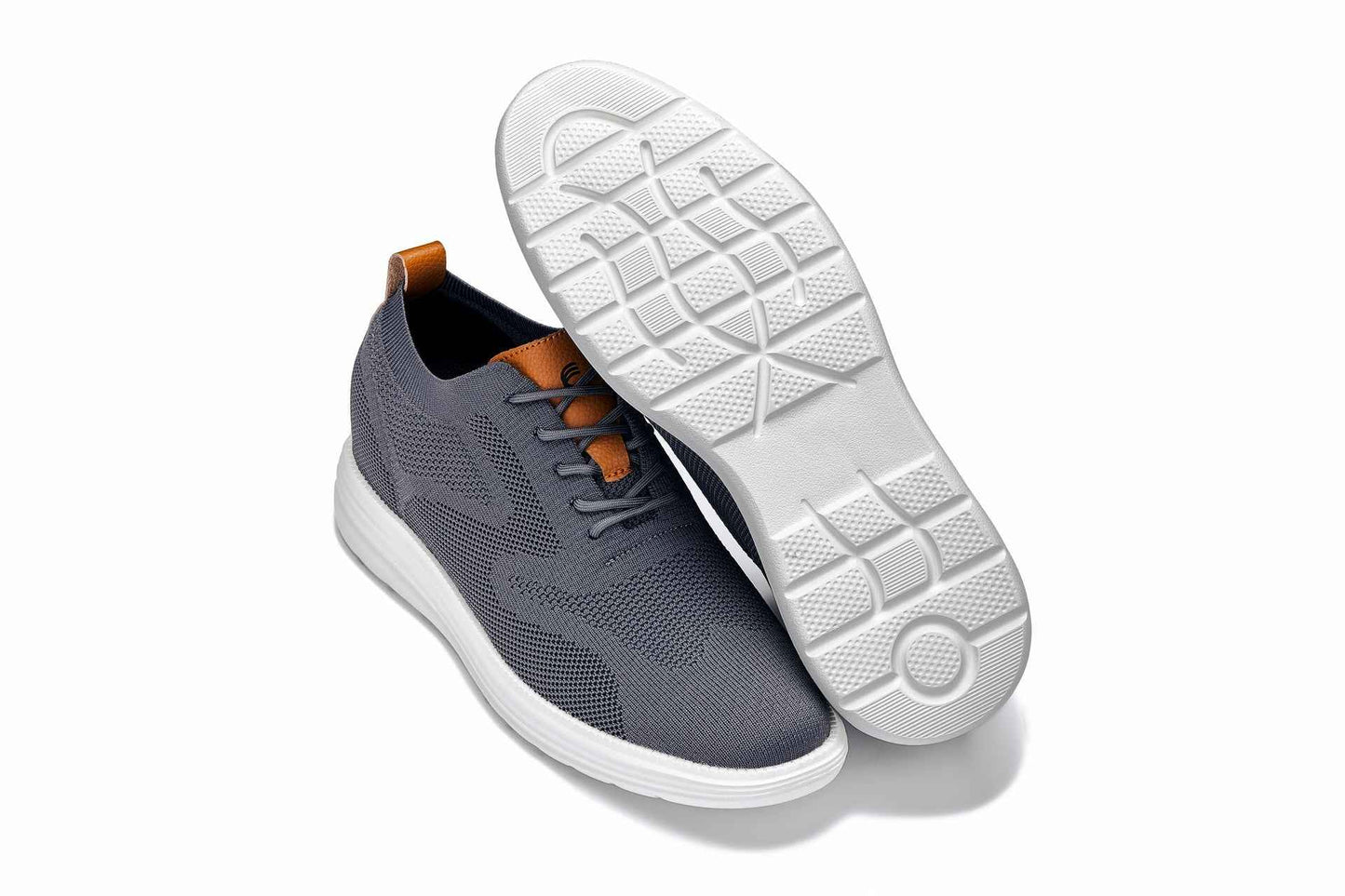 CALTO - X2636 - 2.8 Inches Taller (Iron Grey/Brown) - Lace Up Casual Walker - Lightweight Tallmenshoes.com